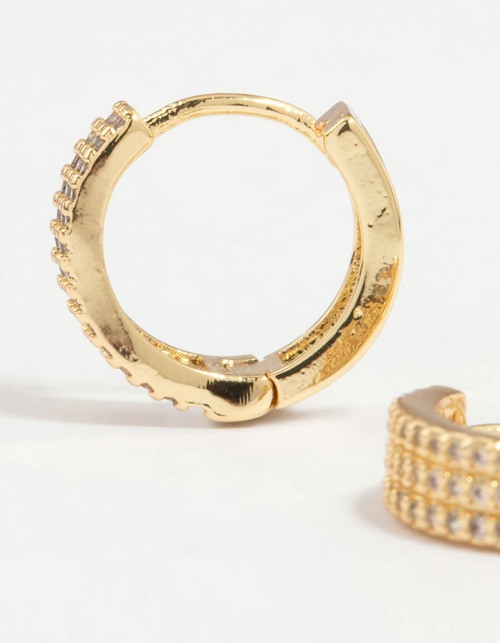 Gold Plated Diamante Pavé Trio Hoop Earrings