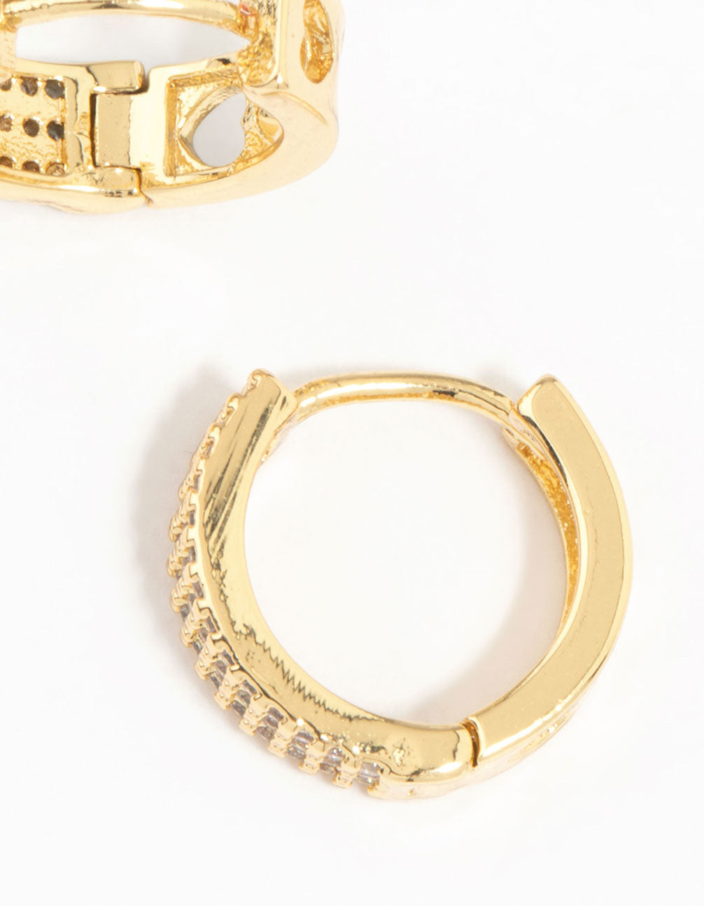 Gold Plated Diamante Pavé Trio Hoop Earrings