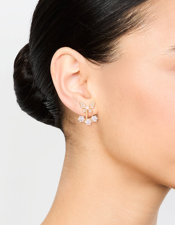 Gold Plated Butterfly Jacket Earrings