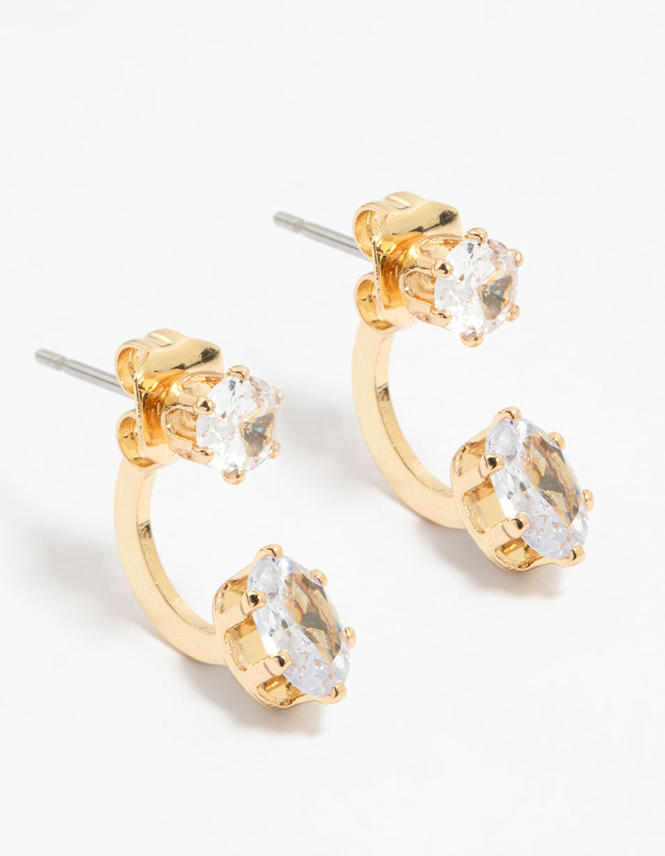 Gold Plated Cubic Zirconia Jacket Earrings