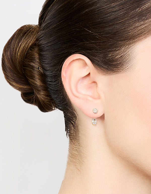 Gold Plated Cubic Zirconia Jacket Earrings