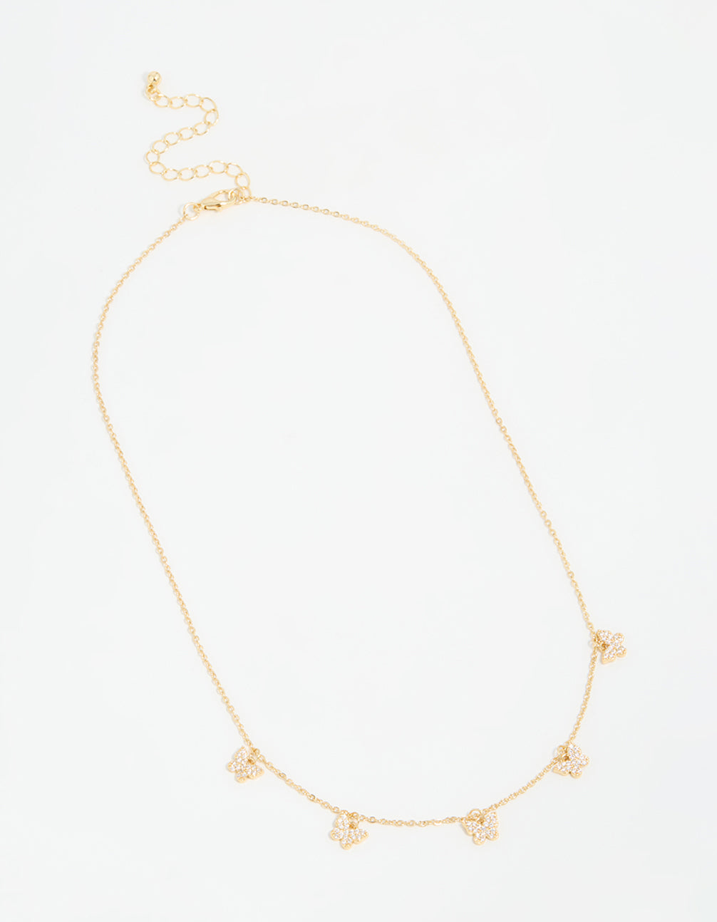 Gold Plated Diamante Butterfly Dainty Charm Necklace