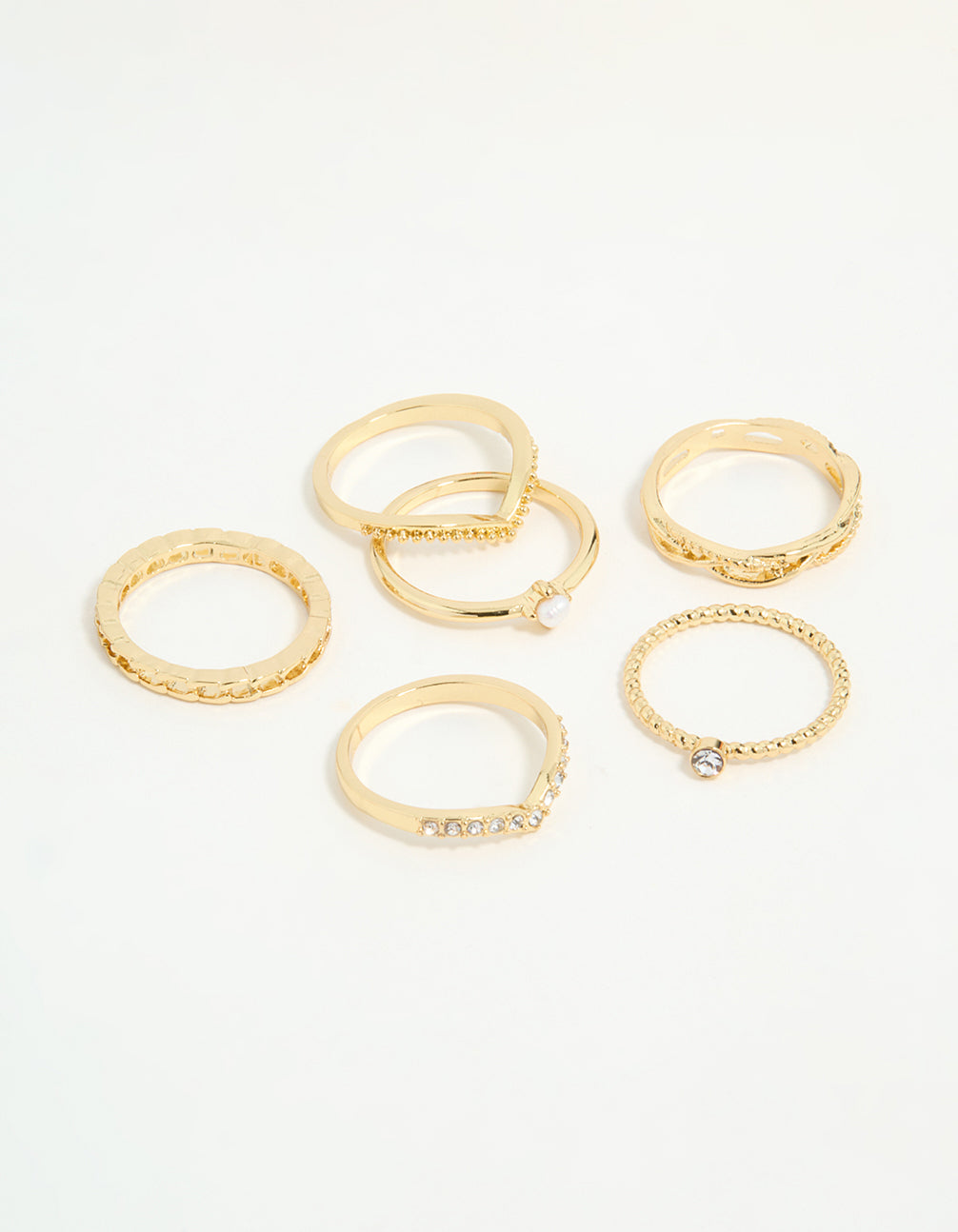 Gold Plated Twist & Dip Rings 6-Pack