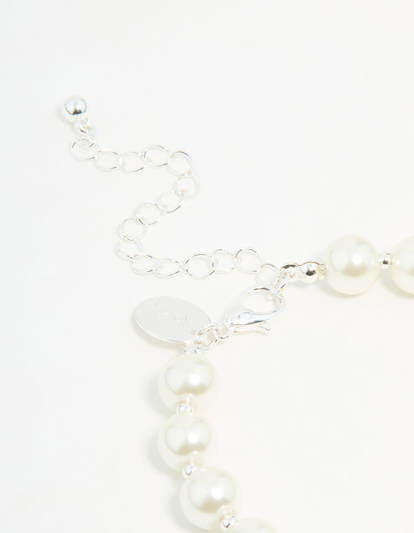 Silver Plated Pearl Chain Bracelet