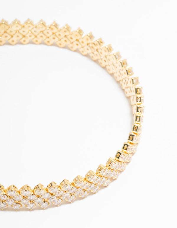 Gold Plated Cubic Zirconia Tennis Bracelet