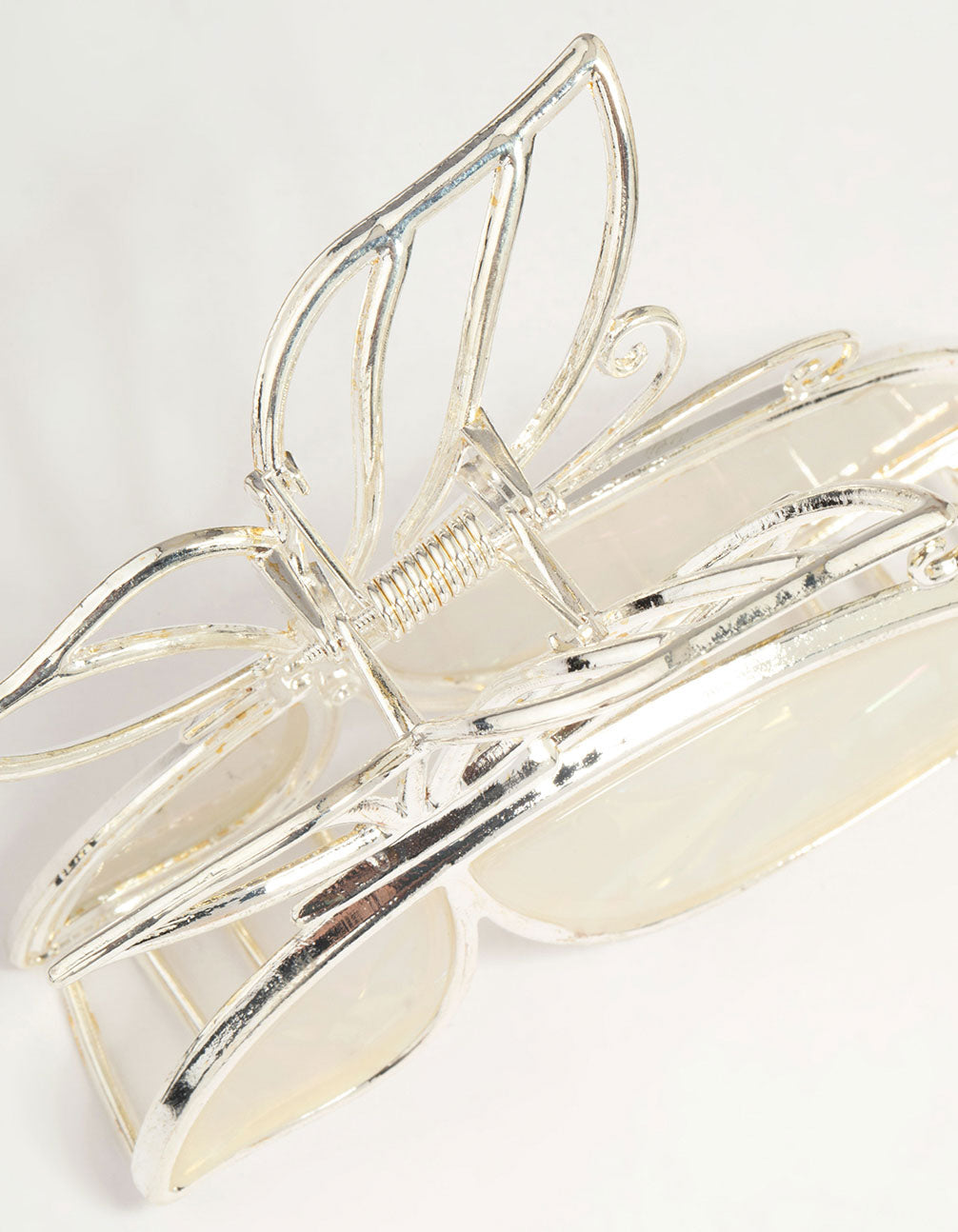 Silver Acrylic Butterfly Claw Clip