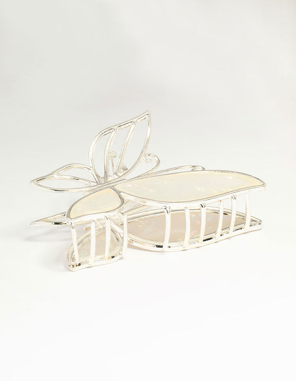 Silver Acrylic Butterfly Claw Clip