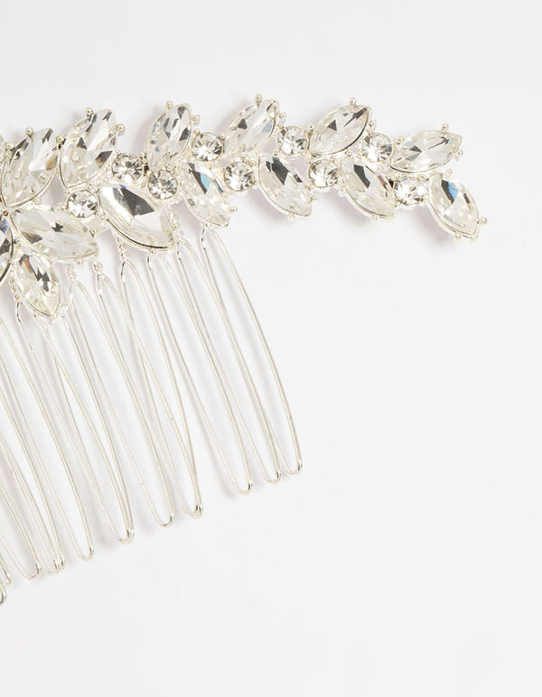 Silver Diamante Large Marquise Hair Comb