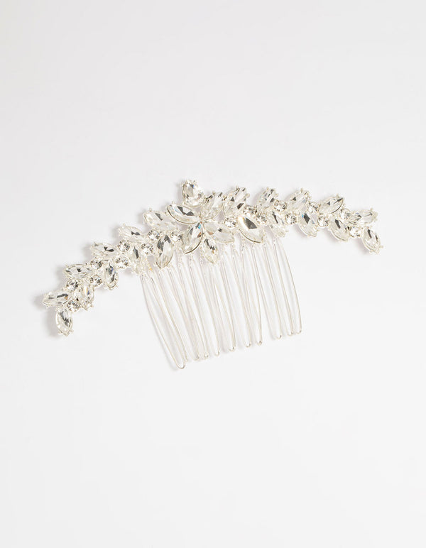 Silver Diamante Large Marquise Hair Comb
