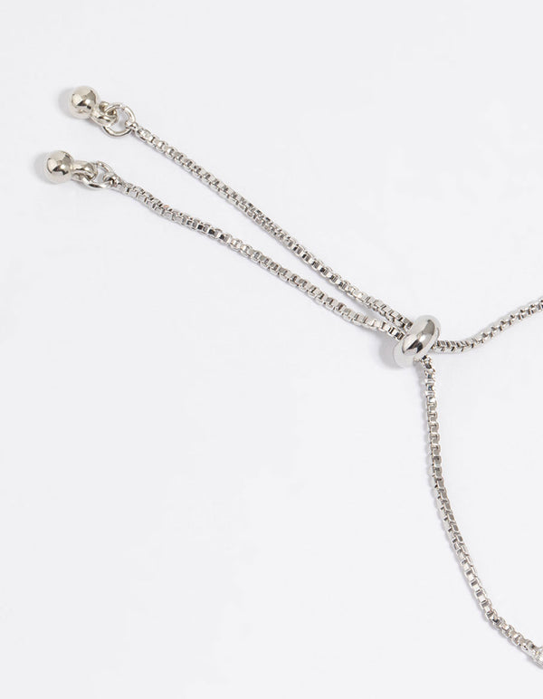 Silver Cubic Zirconia Flower Stretch Bracelet