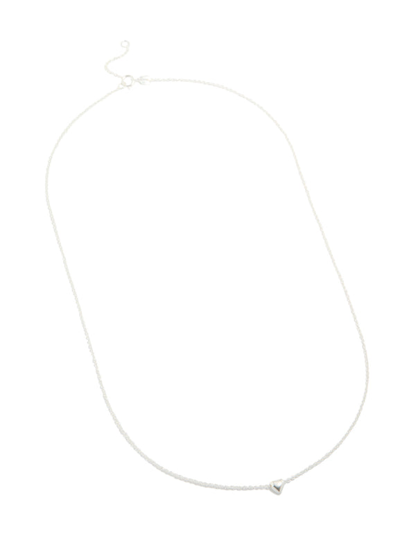 This sterling silver heart pendant necklace highlights the complete design in a front view
