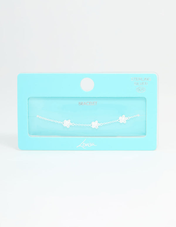 Sterling Silver Flower Trio Bracelet