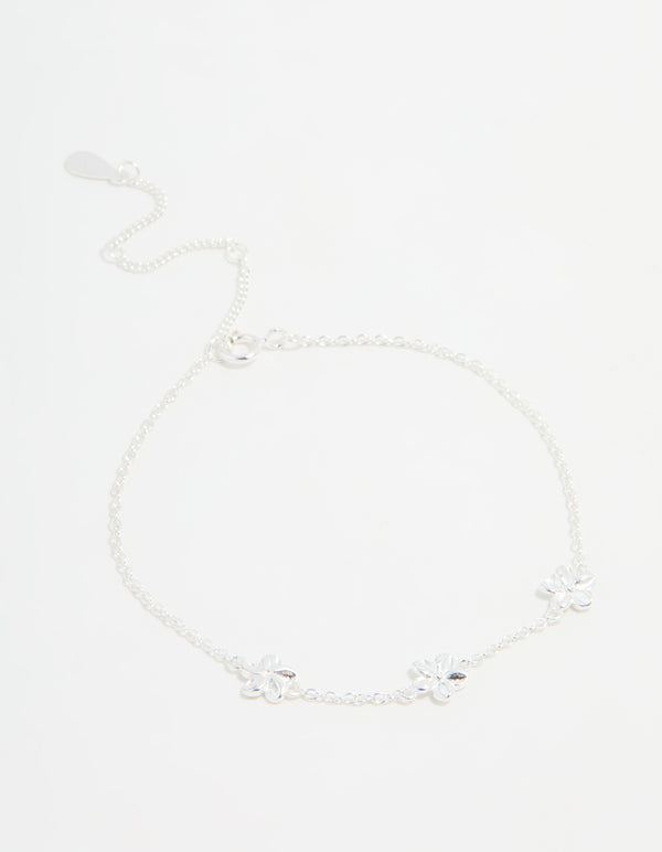 Sterling Silver Flower Trio Bracelet