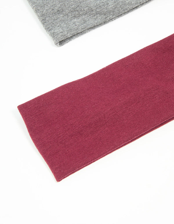 Red & Grey Fabric Stretch Headbands 2-Pack