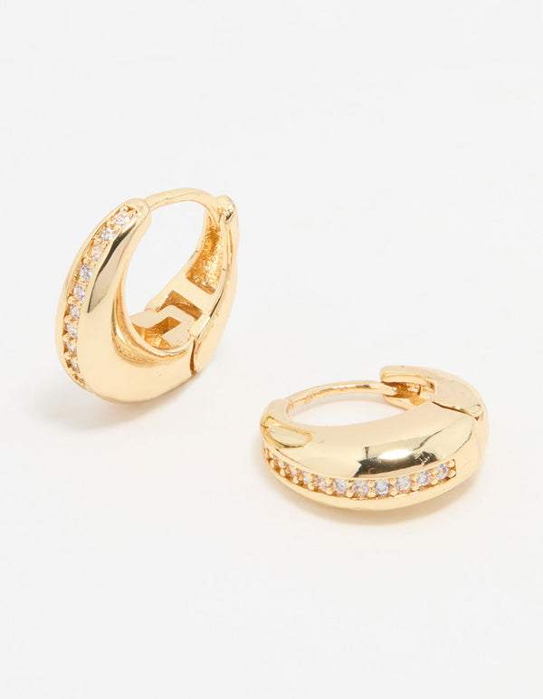 Gold Plated Cubic Zirconia Teardrop Hoop Earrings