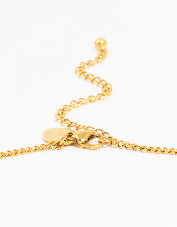 Waterproof Gold Plated Stainless Steel Cubic Zirconia Evil Eye Pendant Necklace