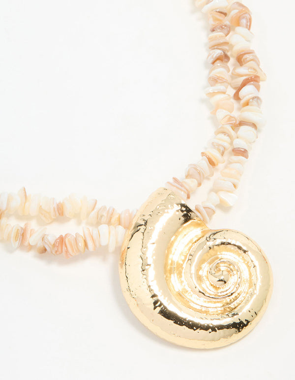 Gold Genuine Shell Pendant Necklace