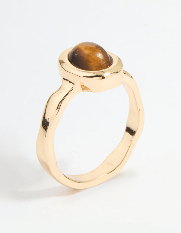Gold Brown Center Stone Ring