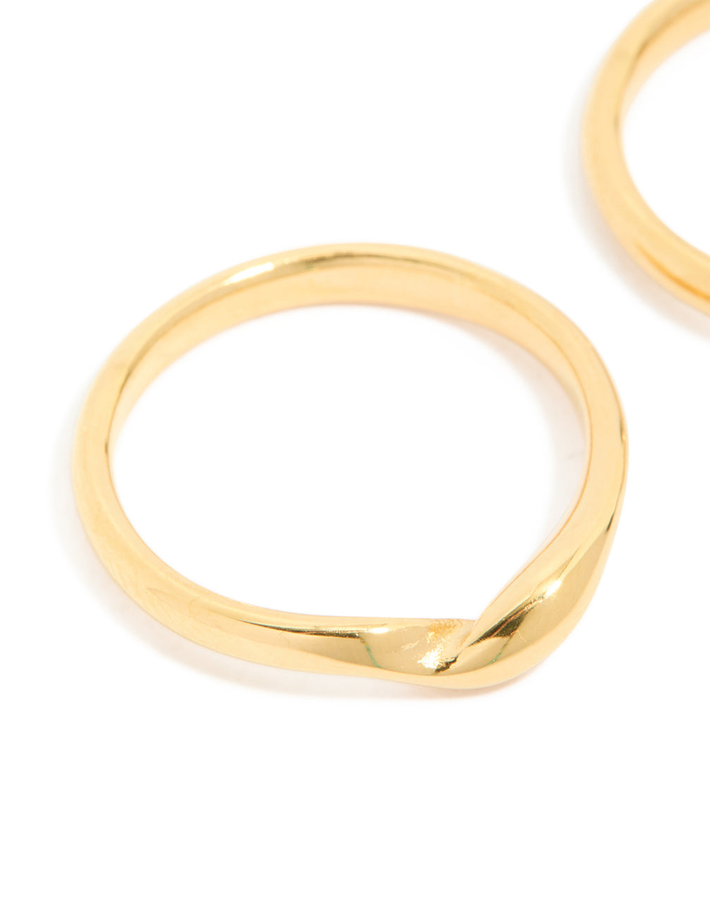 Waterproof Gold Plated Stainless Steel Subtle Twist Stacking Rings 2-Pack