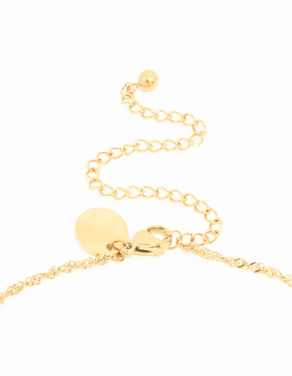 Waterproof Gold Plated Stainless Steel Cubic Zirconia Puffy Heart Necklace