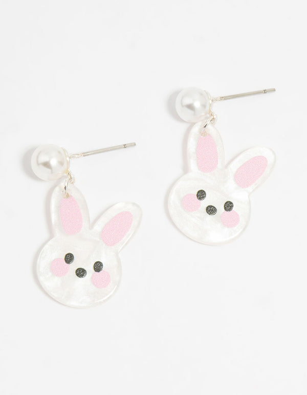 Kids Pearl Mini Bunny Drop Earrings