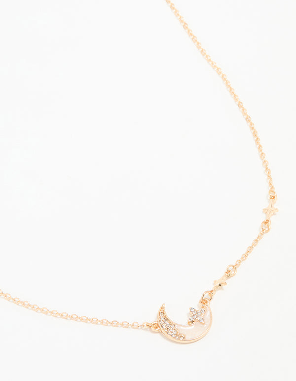 Gold Celestial Moon Pendant Necklace