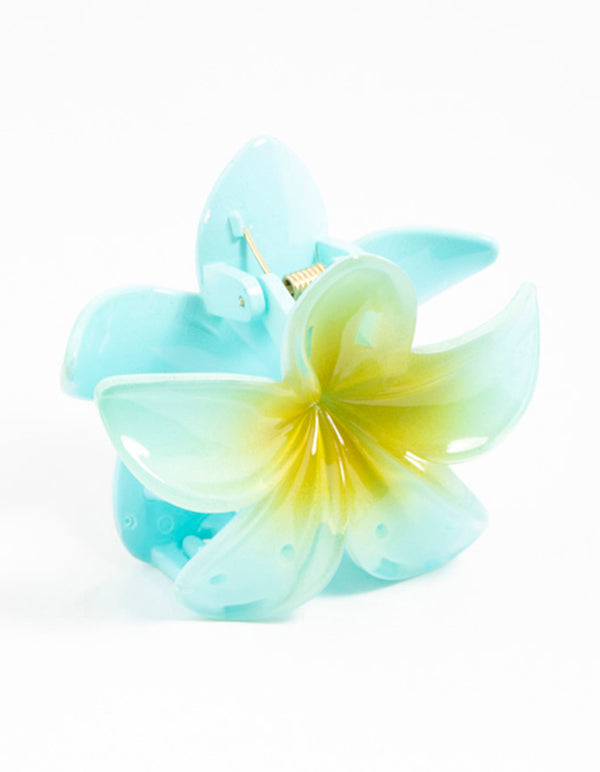 Blue Frangipani Hair Claw Clip