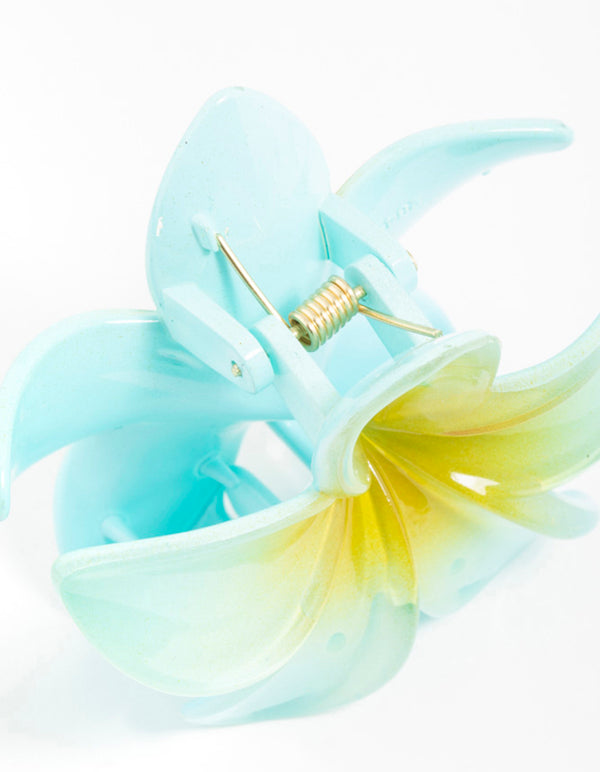 Blue Frangipani Hair Claw Clip