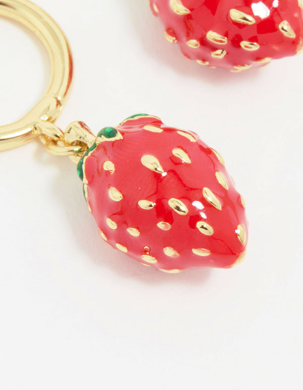 Gold Strawberry Drop Earrings