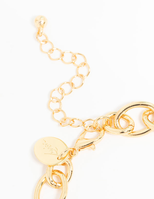 Gold Chunky Cross Charm Bracelet
