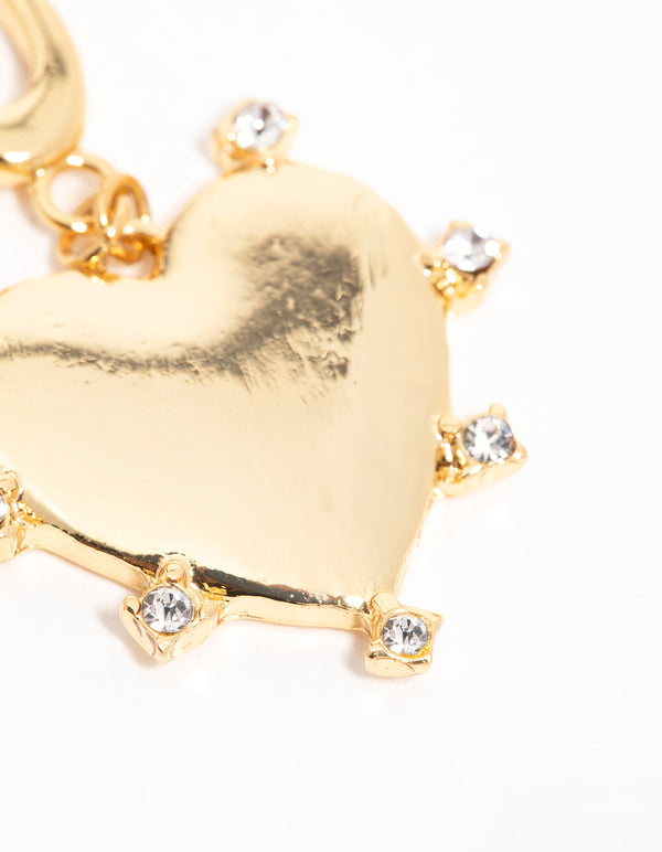 Gold Cubic Zirconia Outer Heart Charm