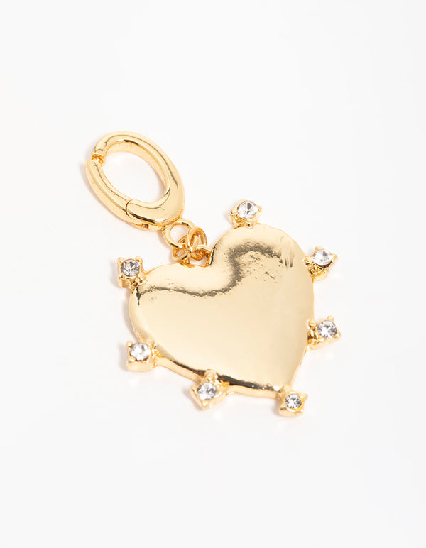 Gold Cubic Zirconia Outer Heart Charm