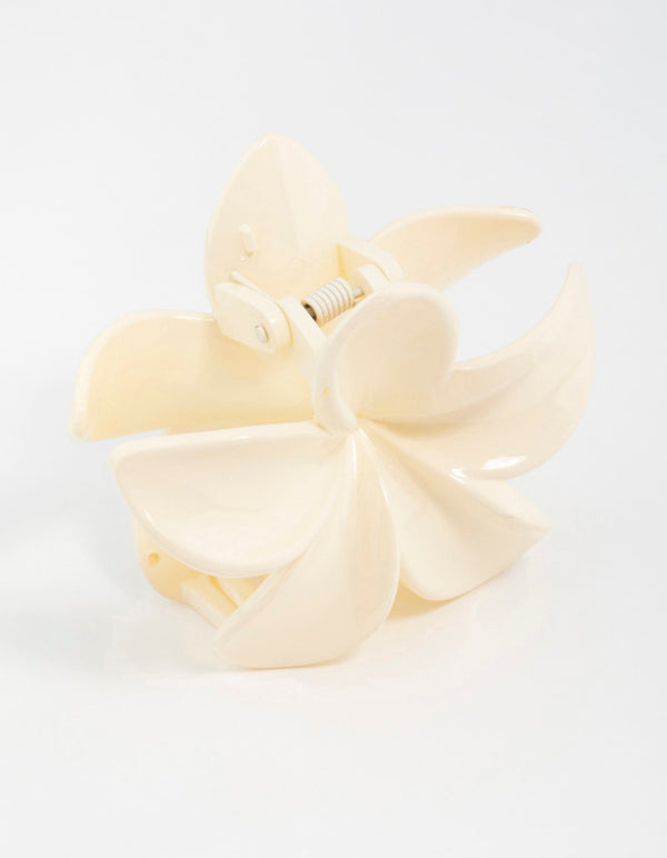 Cream Frangipani Hair Claw Clip