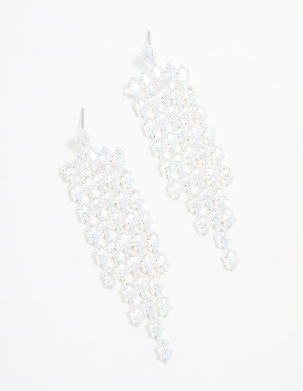 Silver Cubic Zirconia Cascading Drop Earrings