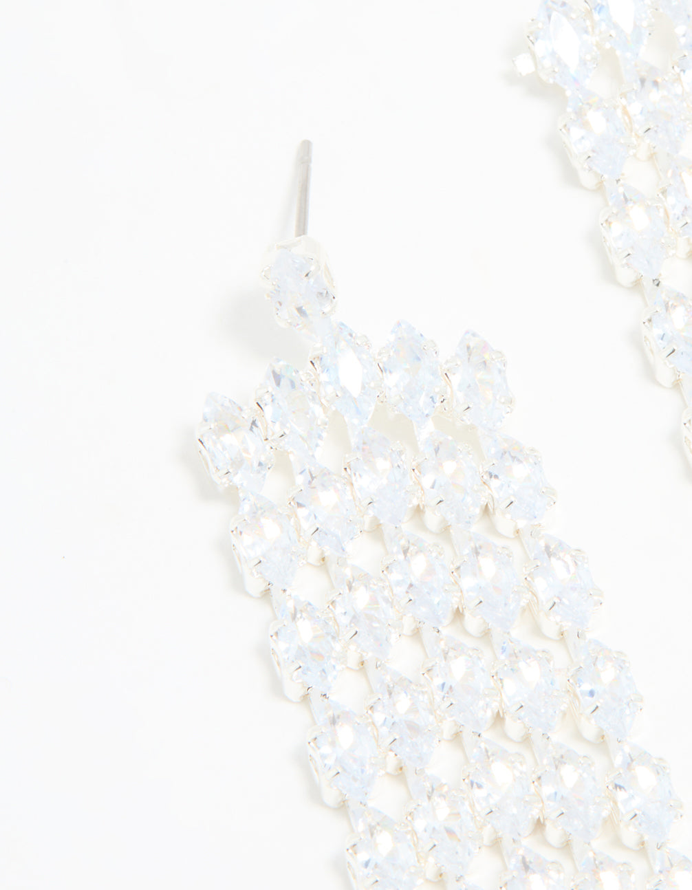 Silver Cubic Zirconia Cascading Drop Earrings