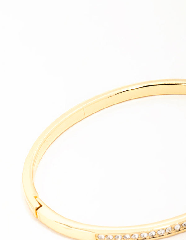 Gold Diamante Hinged Bangle
