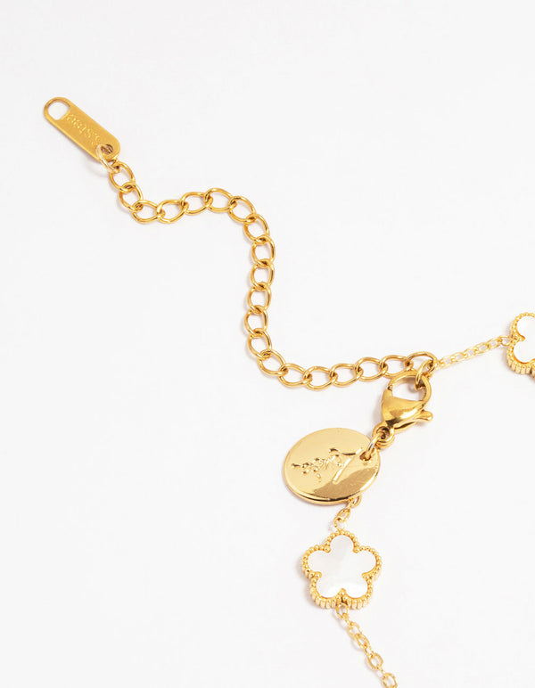 Waterproof Gold Plated Stainless Steel Flower Station Bracelet