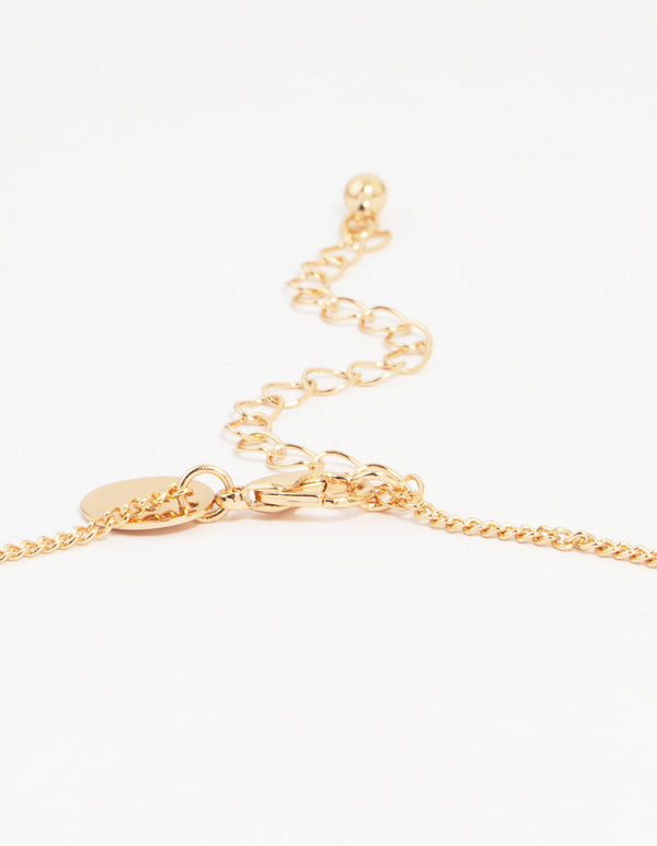 Gold Textured Heart Pendant Necklace