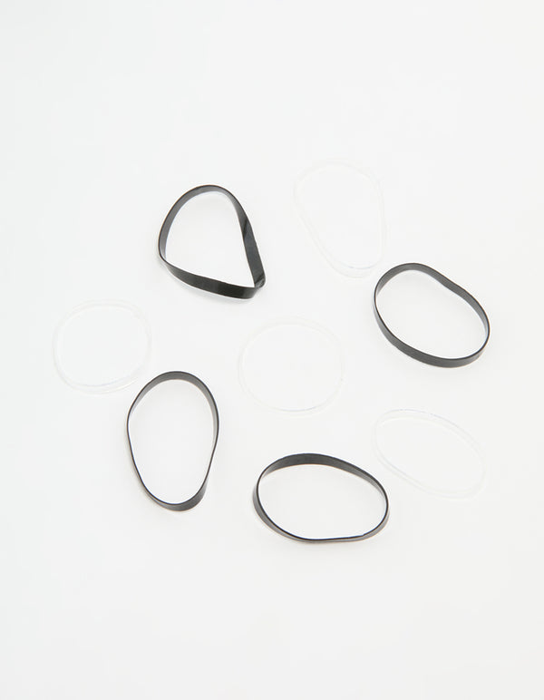 Black & Clear Elastic Hair Ties 300-Pack