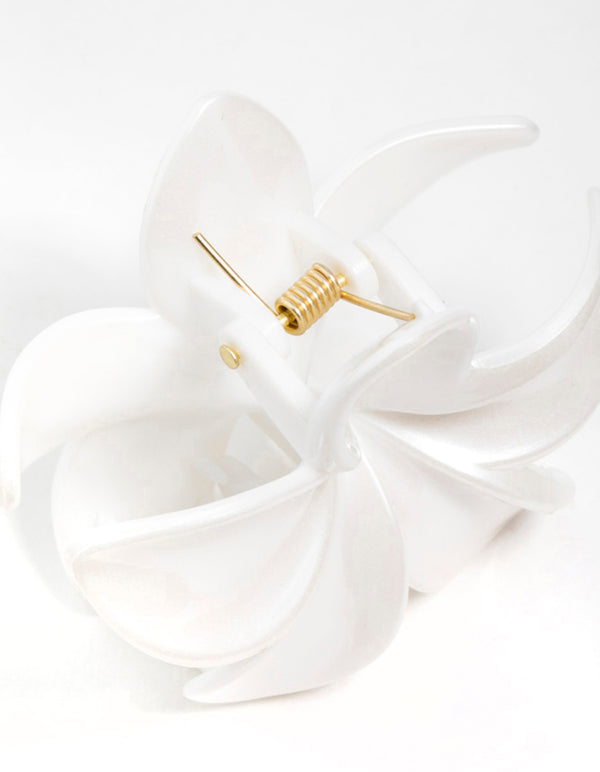 White Frangipani Flower Claw Clip