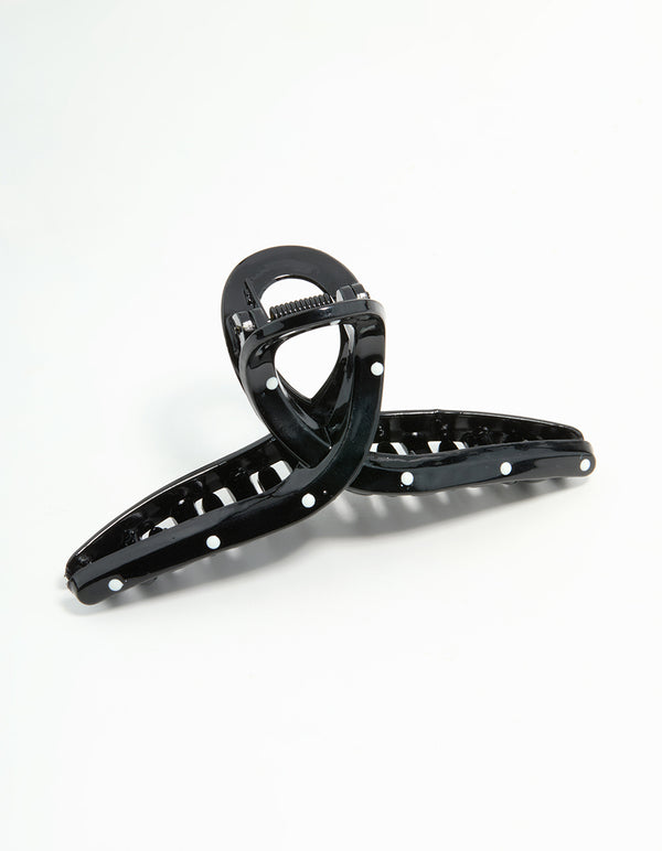 Black & White Polka Dot Loop Claw Clip