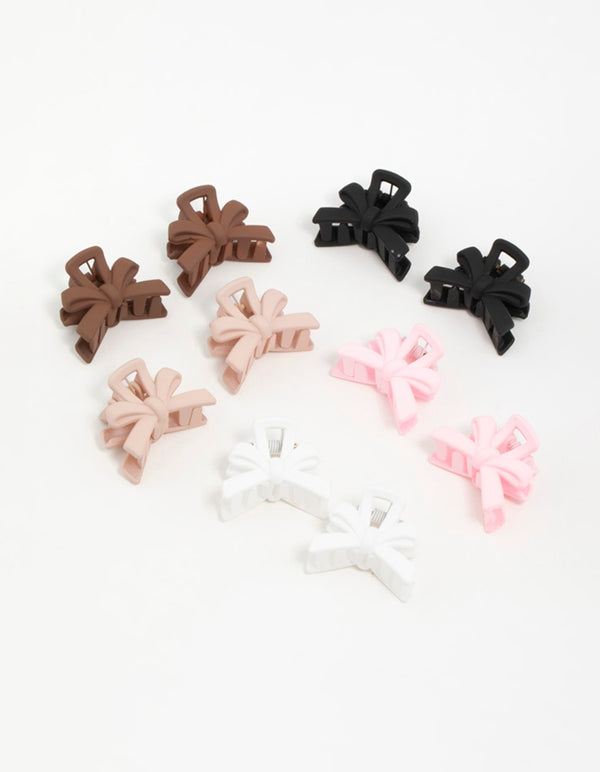 Matte Neutral Min Bow Claw Clips 10-Pack