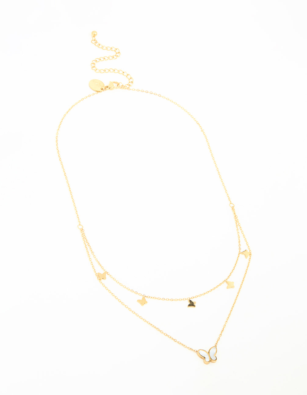 Waterproof Gold Plated Stainless Steel Butterfly Layered Necklace