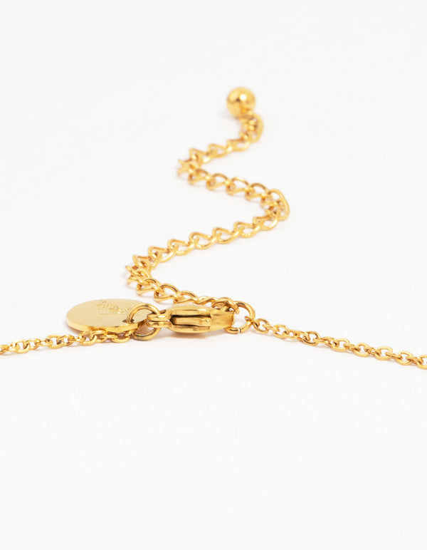 Waterproof Gold Plated Stainless Steel Cubic Zirconia Evil Eye Pendant Necklace