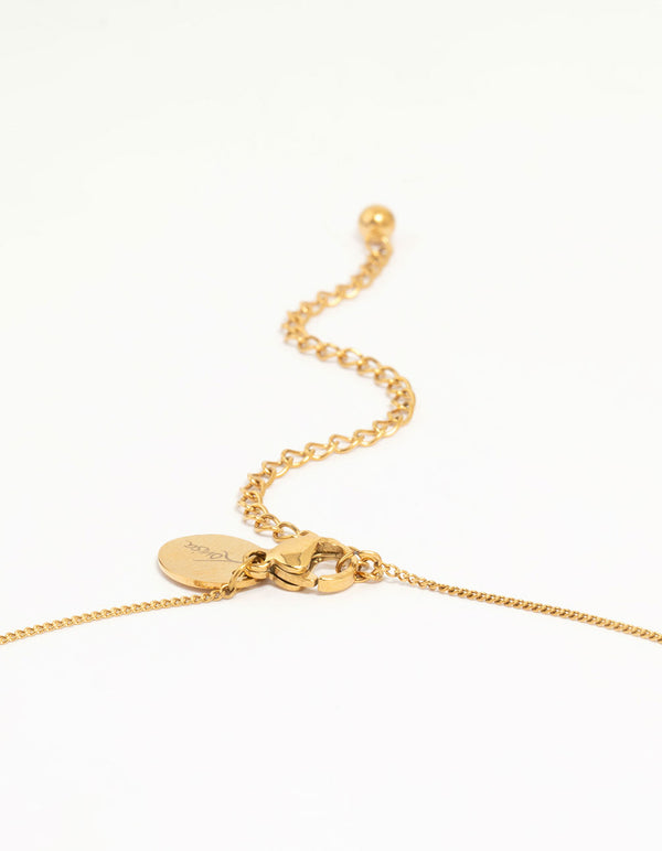 Waterproof Gold Plated Stainless Steel Freshwater Pearl Molten Hoop Pendant Necklace