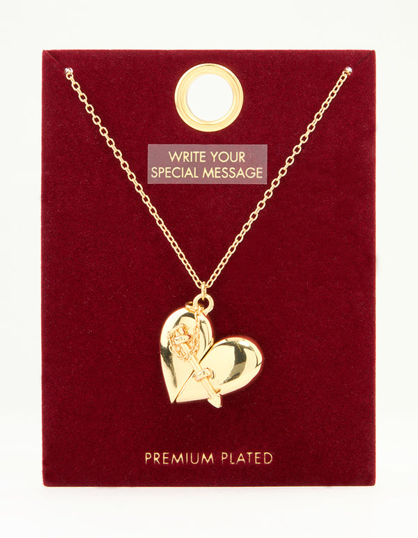 Gold Plated Heart Locket Pendant Necklace