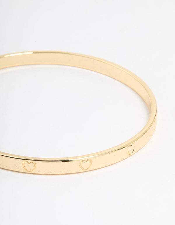 Gold Plated Brass Heart Bangle