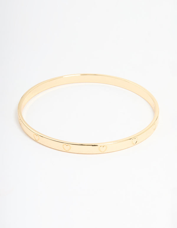 Gold Plated Brass Heart Bangle