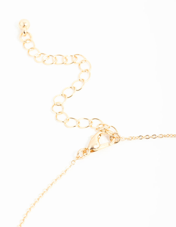 Gold Cubic Zirconia Black Flower Y-Necklace