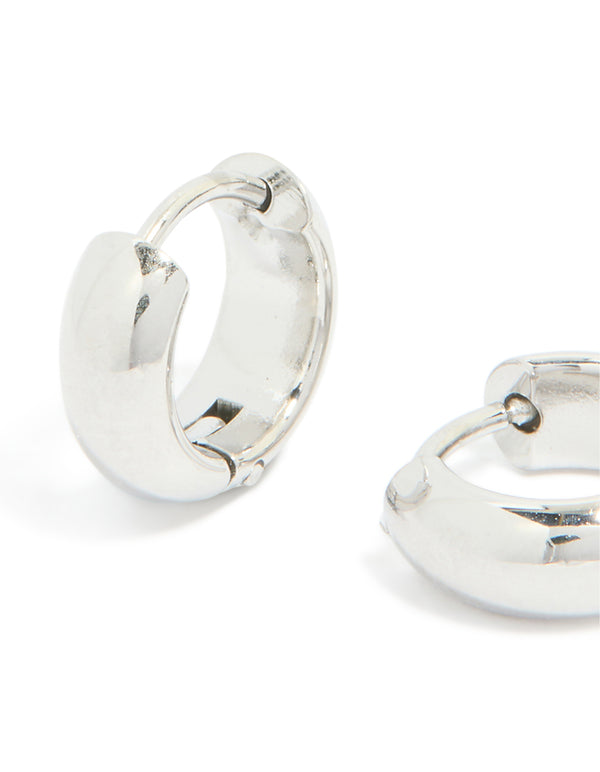 Waterproof Stainless Steel Chunky Huggie Earrings